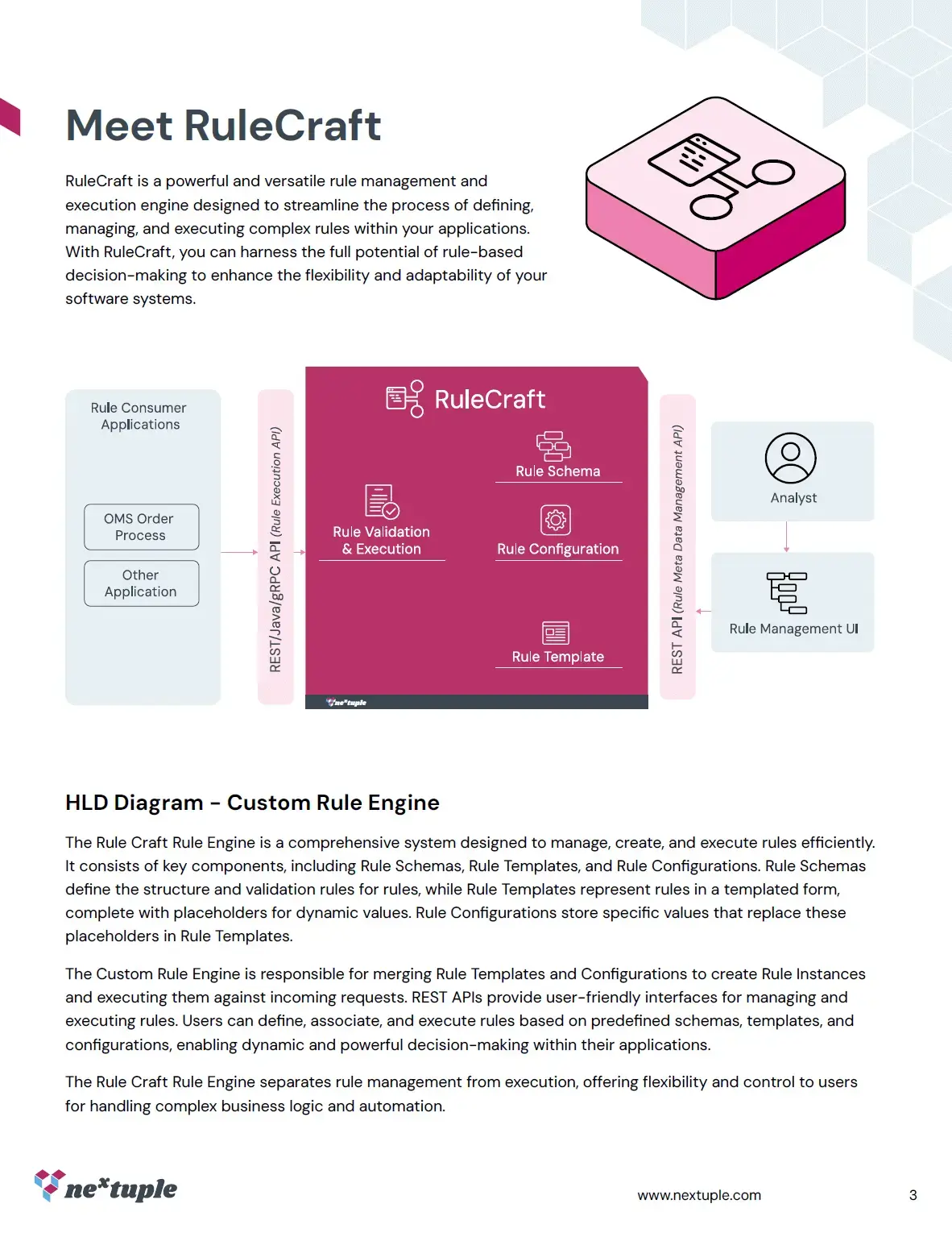 Preview page of the RuleCraft whitepaper features an HLD diagram.