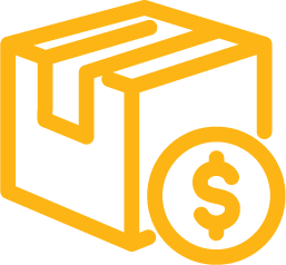 Box and dollar symbol icon.